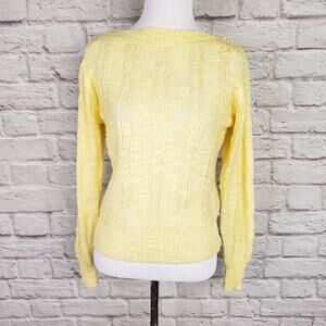 Vintage 80s Yellow Loose Knit Boatneck Sweater